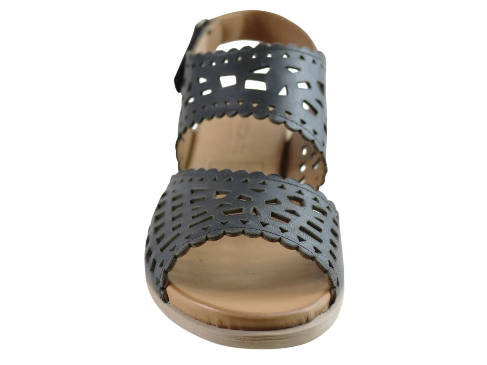 Orizonte Kelvy Womens European Comfortable Leather Low Heel Sandals