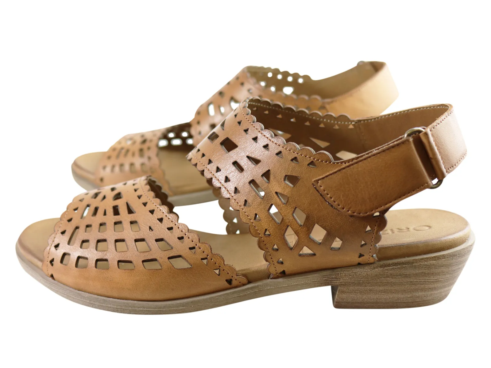 Orizonte Kelvy Womens European Comfortable Leather Low Heel Sandals