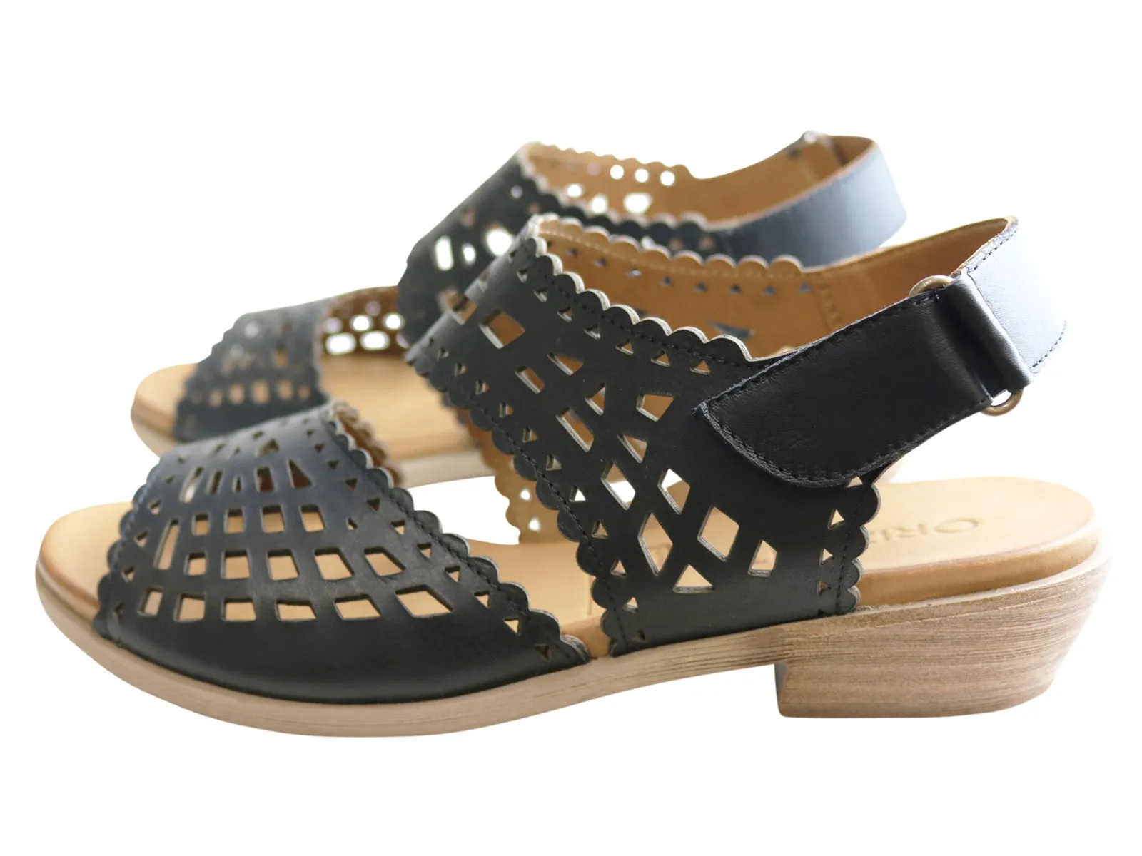 Orizonte Kelvy Womens European Comfortable Leather Low Heel Sandals