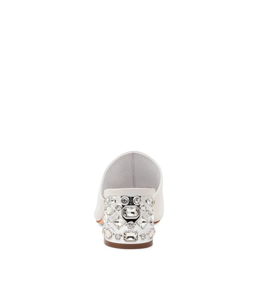Pansie White Leather Mule