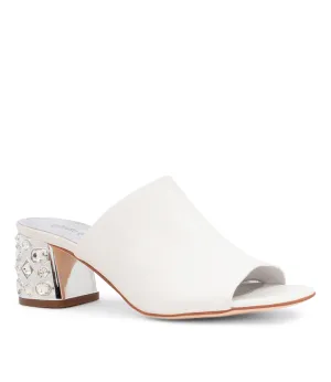 Pansie White Leather Mule