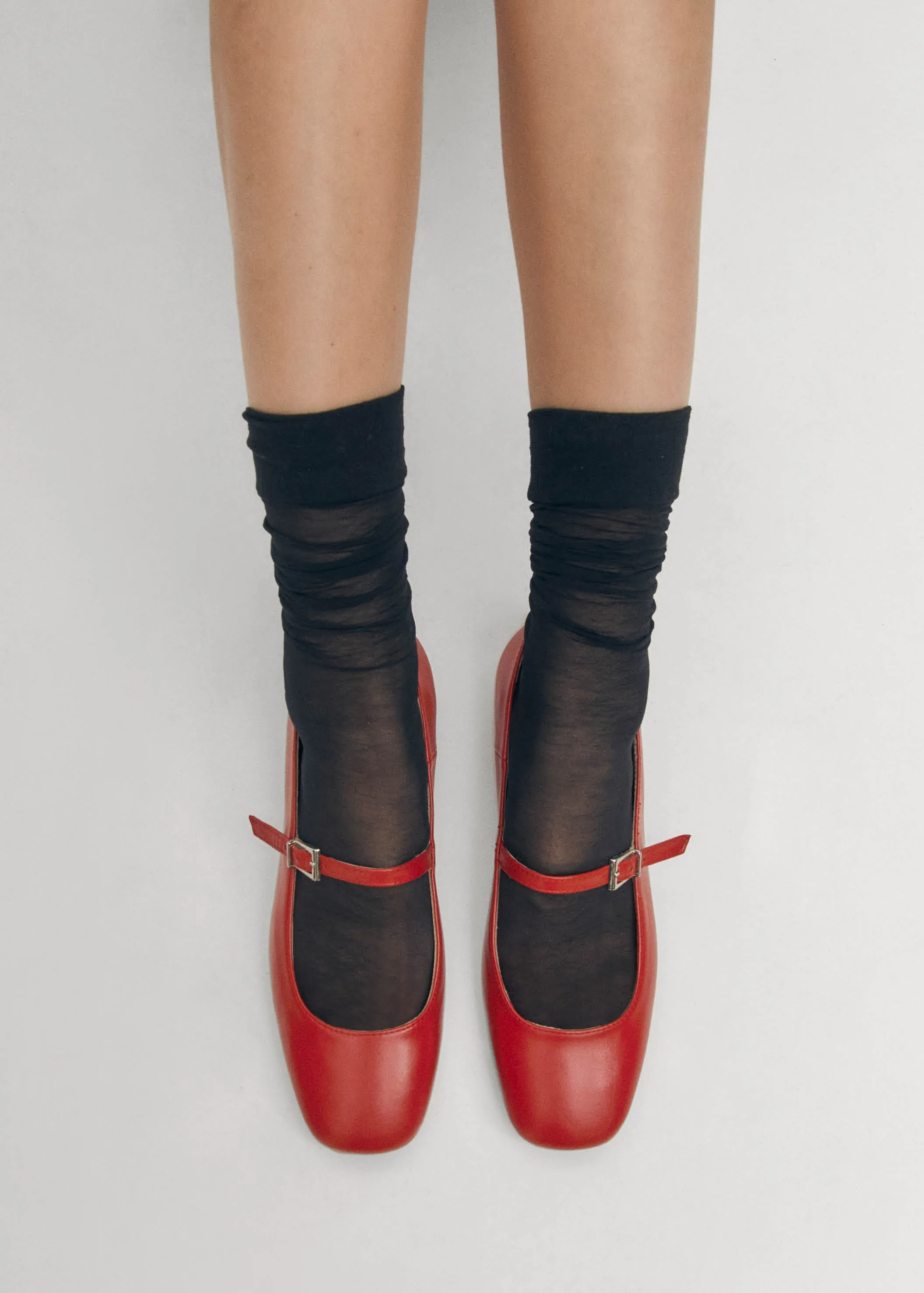 Por Do Sol Red Leather Ballet Flats