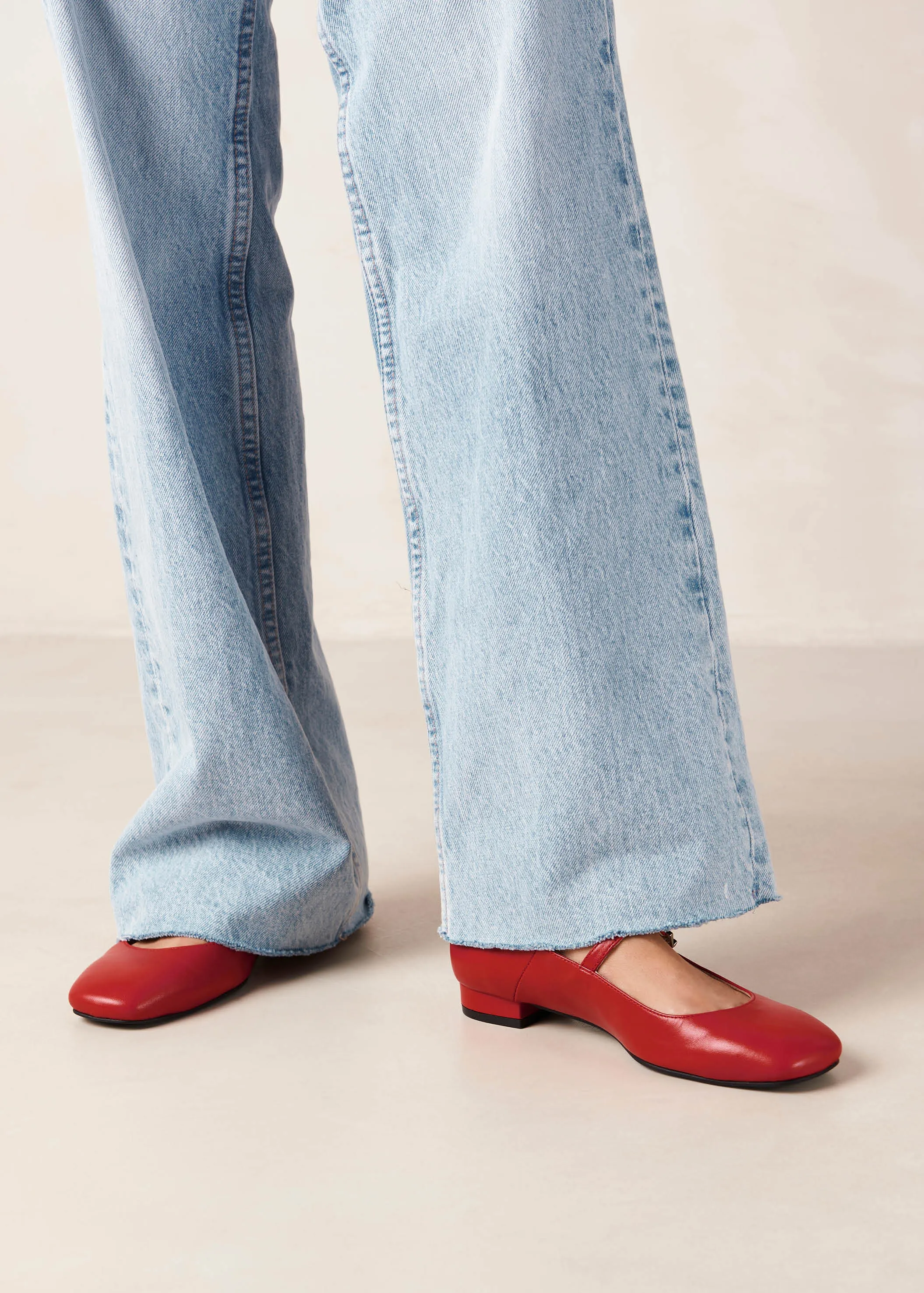 Por Do Sol Red Leather Ballet Flats