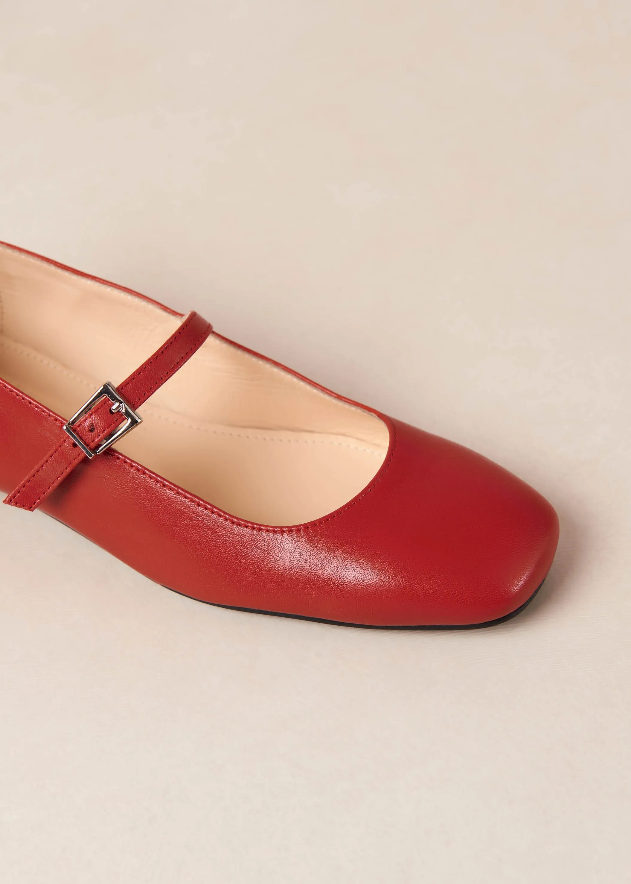 Por Do Sol Red Leather Ballet Flats