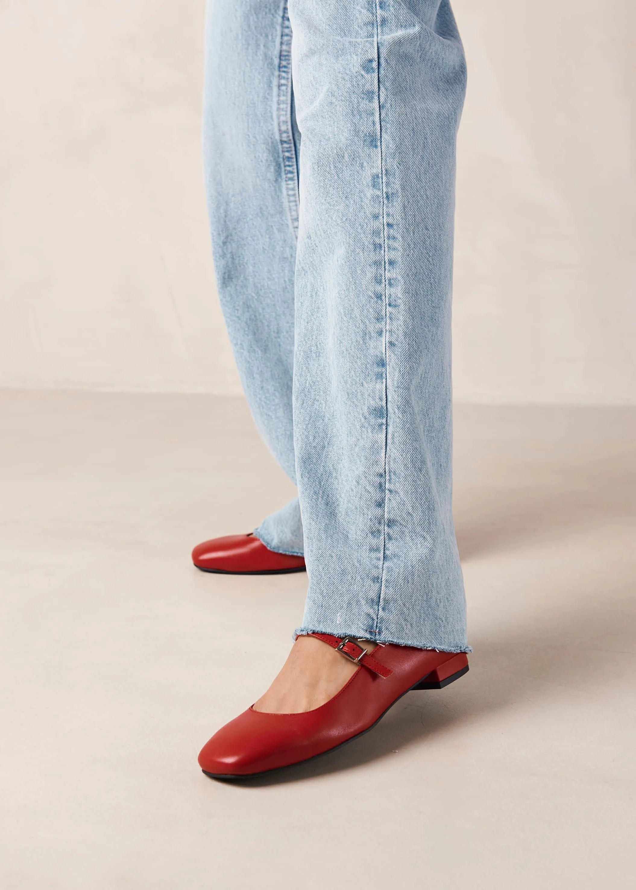 Por Do Sol Red Leather Ballet Flats