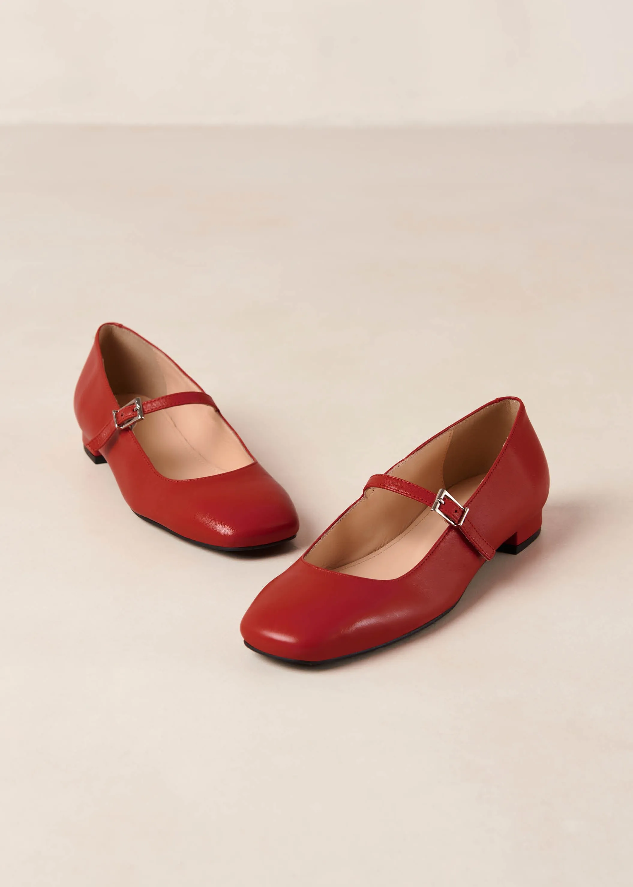 Por Do Sol Red Leather Ballet Flats