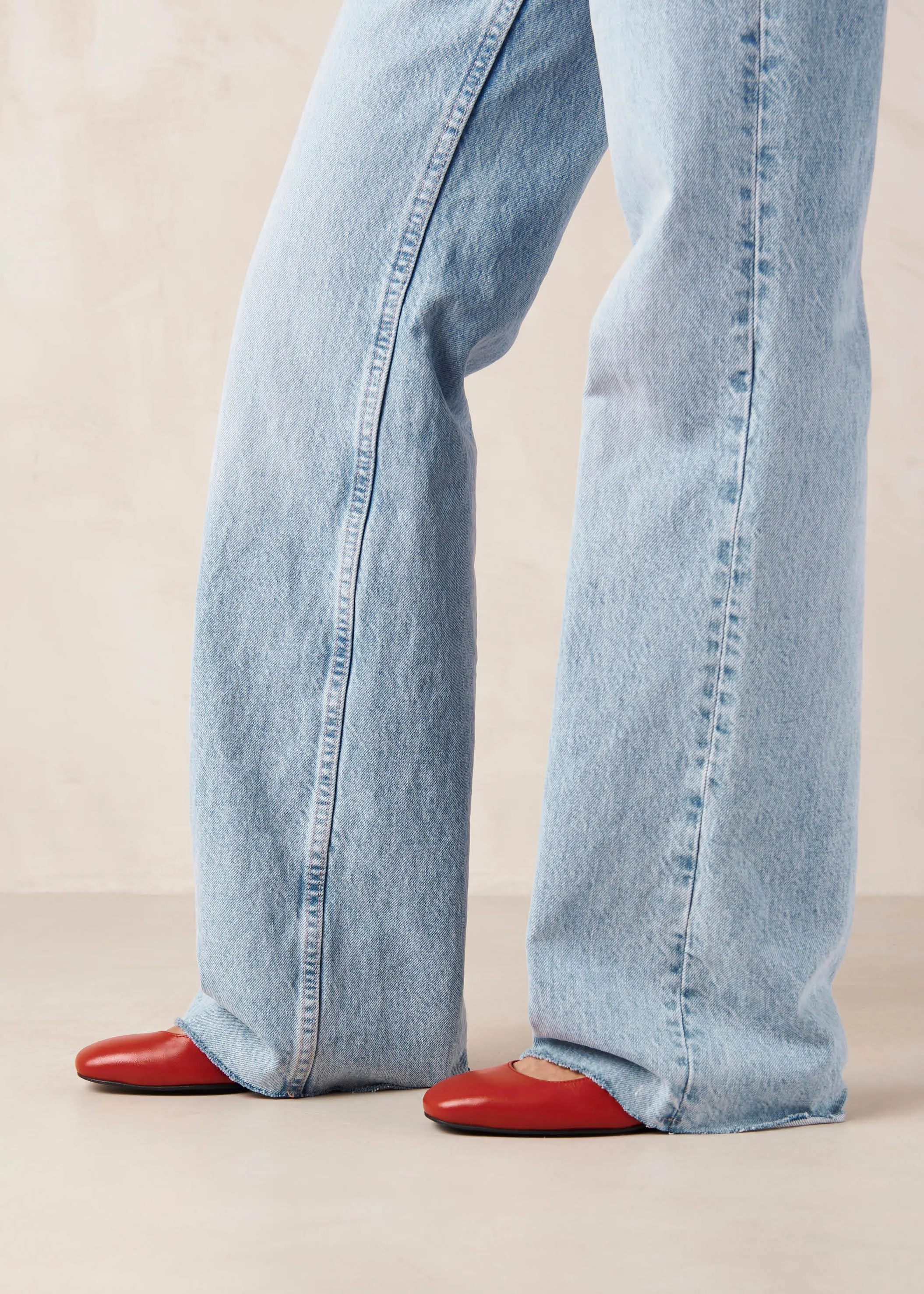 Por Do Sol Red Leather Ballet Flats