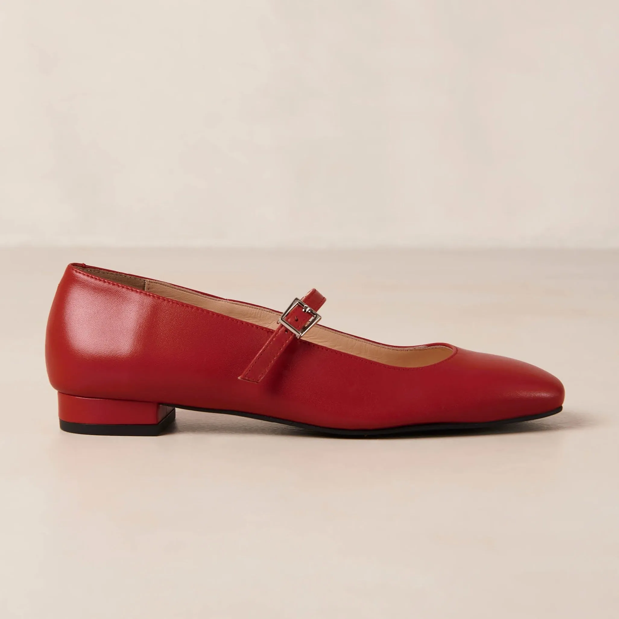Por Do Sol Red Leather Ballet Flats