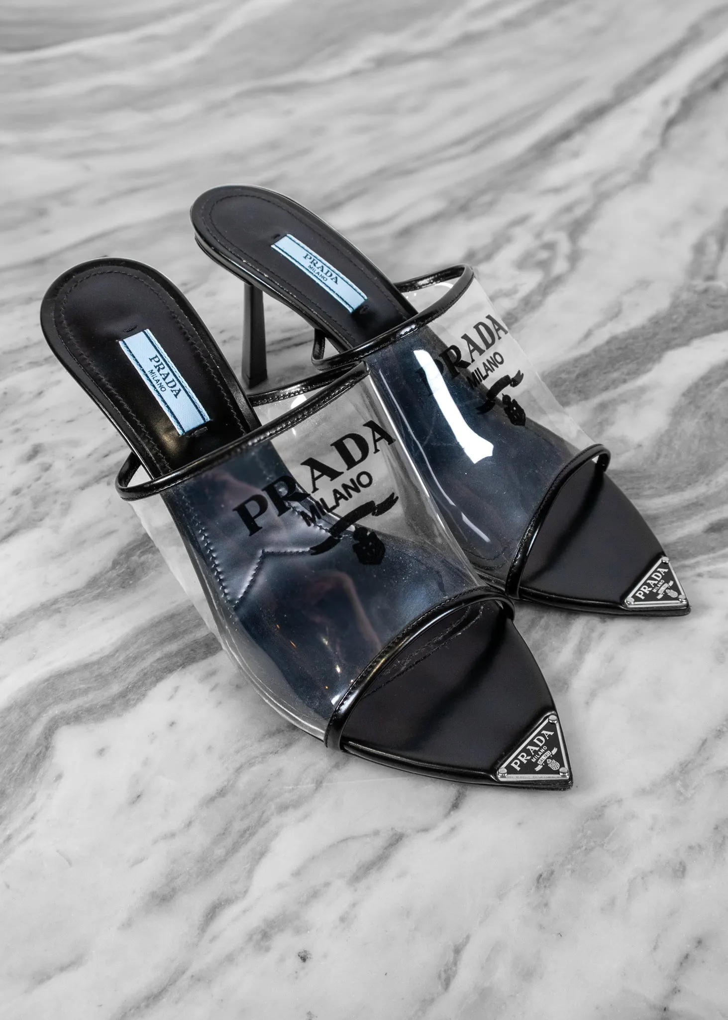 Prada Logo-print PVC Mules