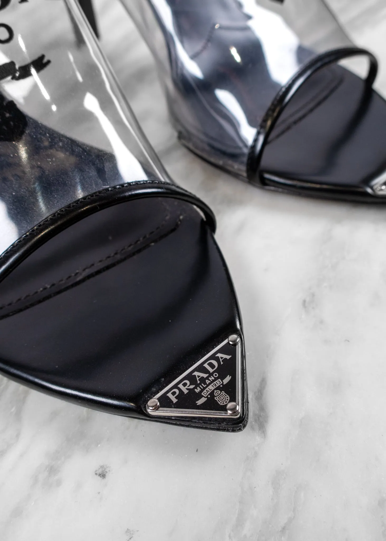Prada Logo-print PVC Mules