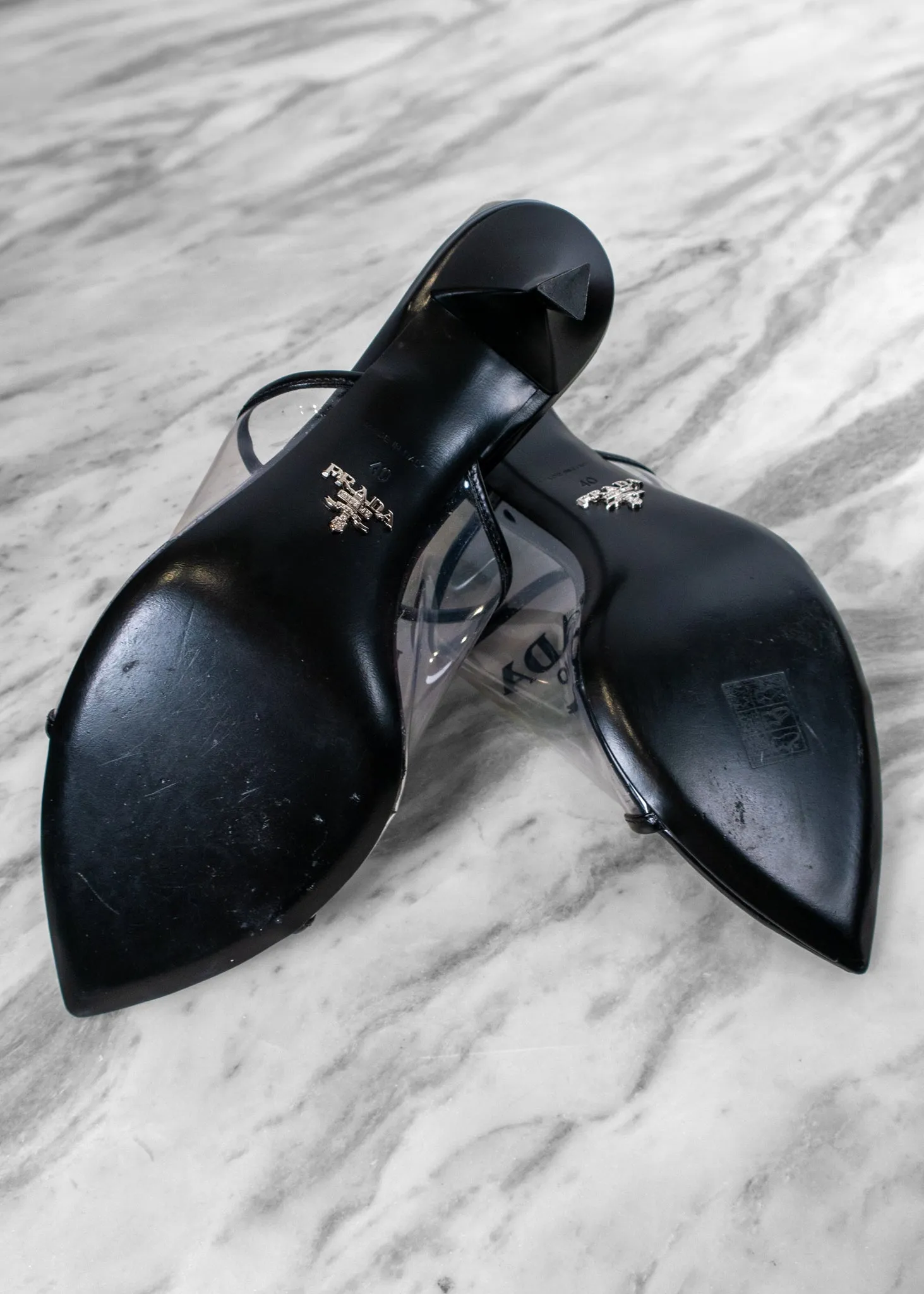 Prada Logo-print PVC Mules
