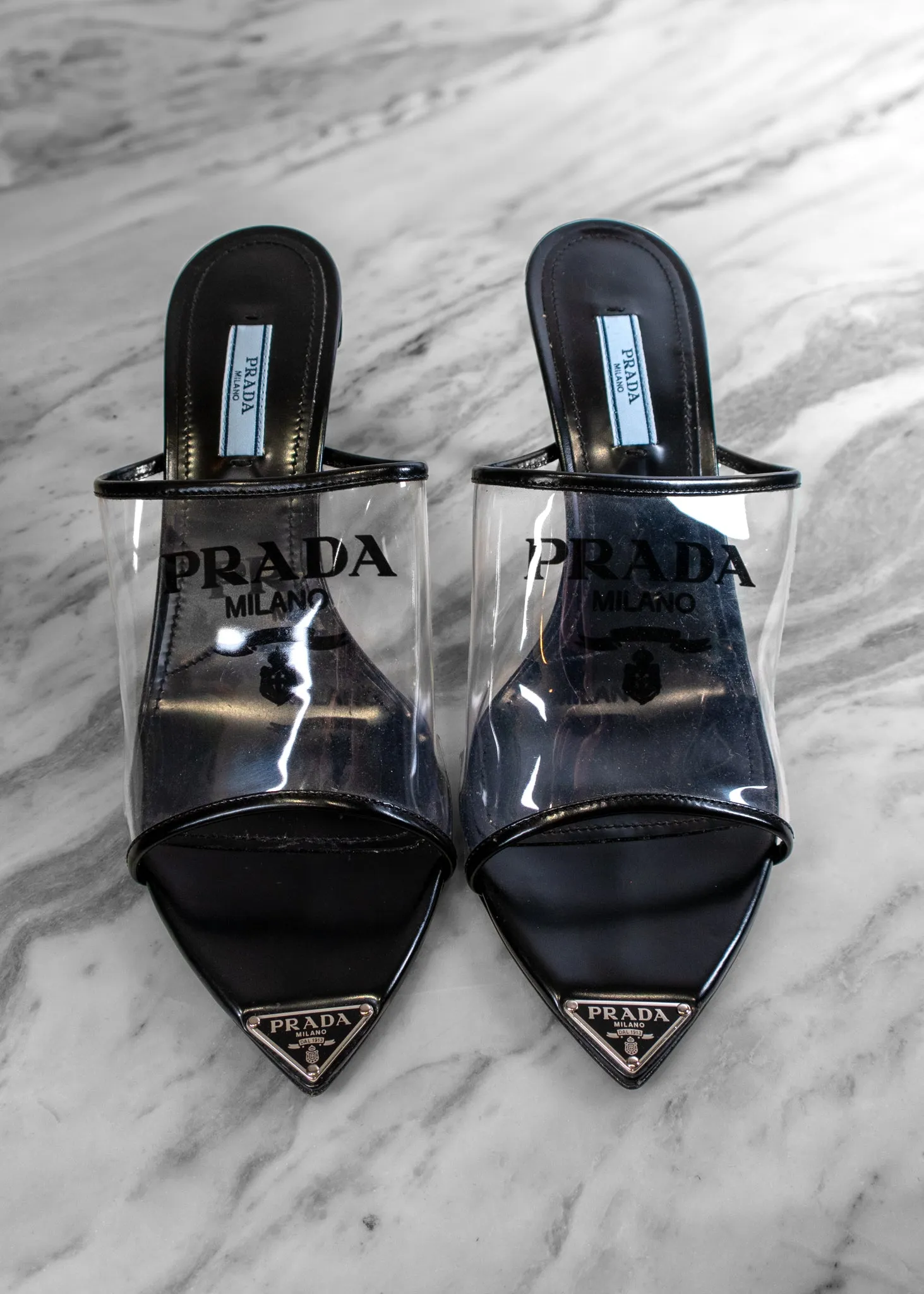Prada Logo-print PVC Mules