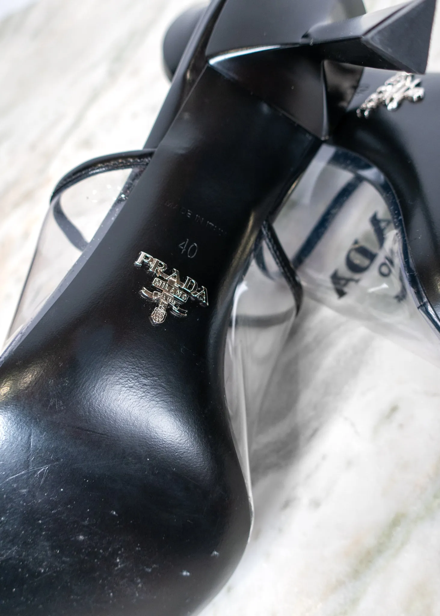 Prada Logo-print PVC Mules