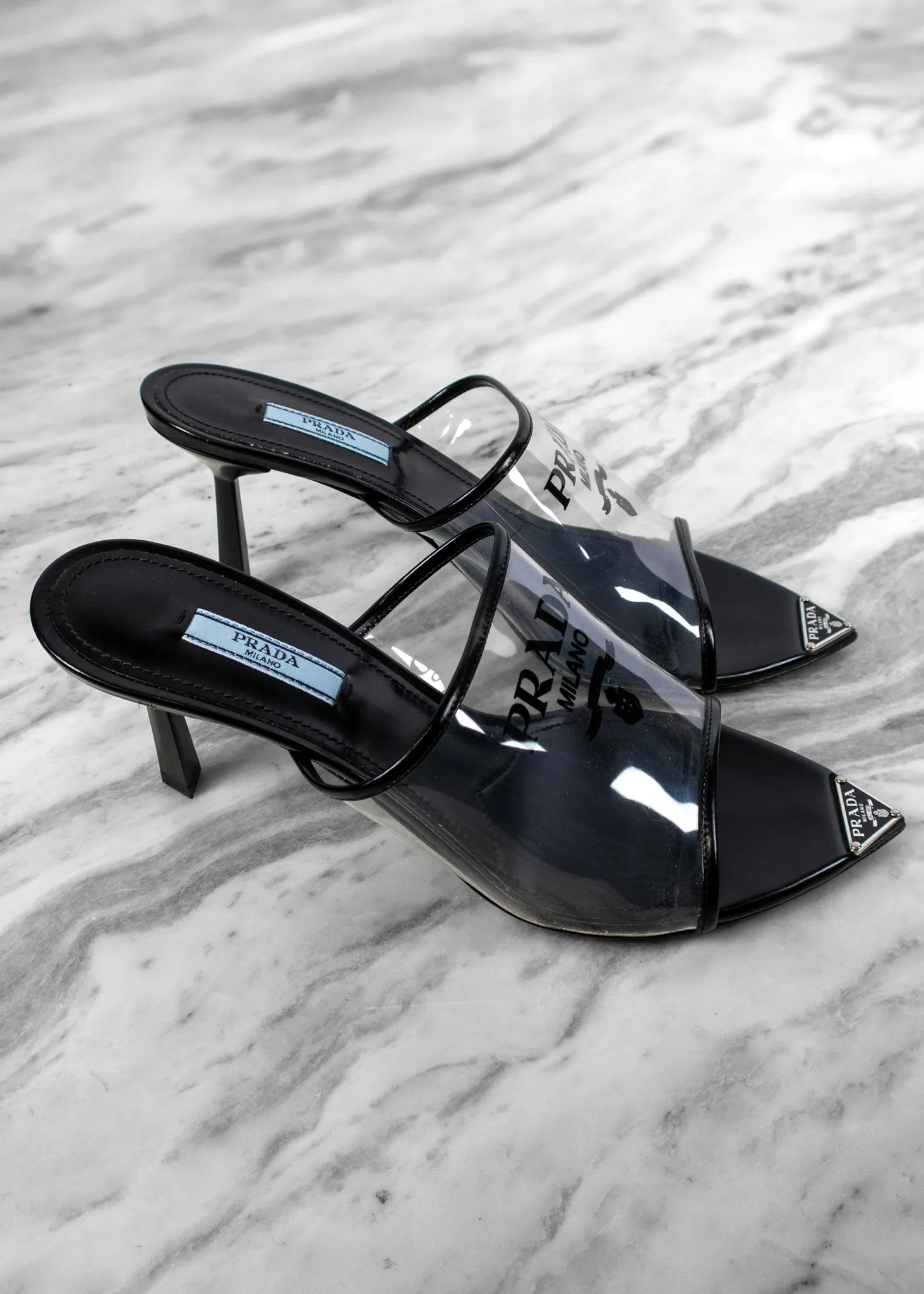 Prada Logo-print PVC Mules