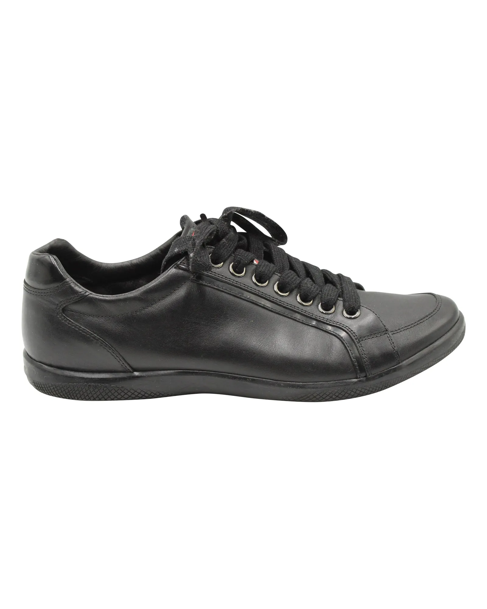 Prada Low Top Sneakers in Black Leather