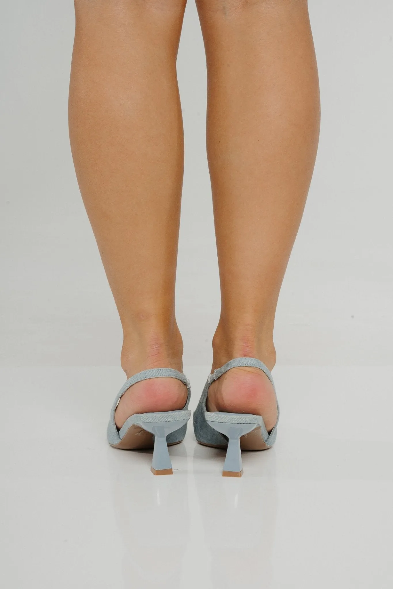 Sadie Buckle Slingback In Light Denim