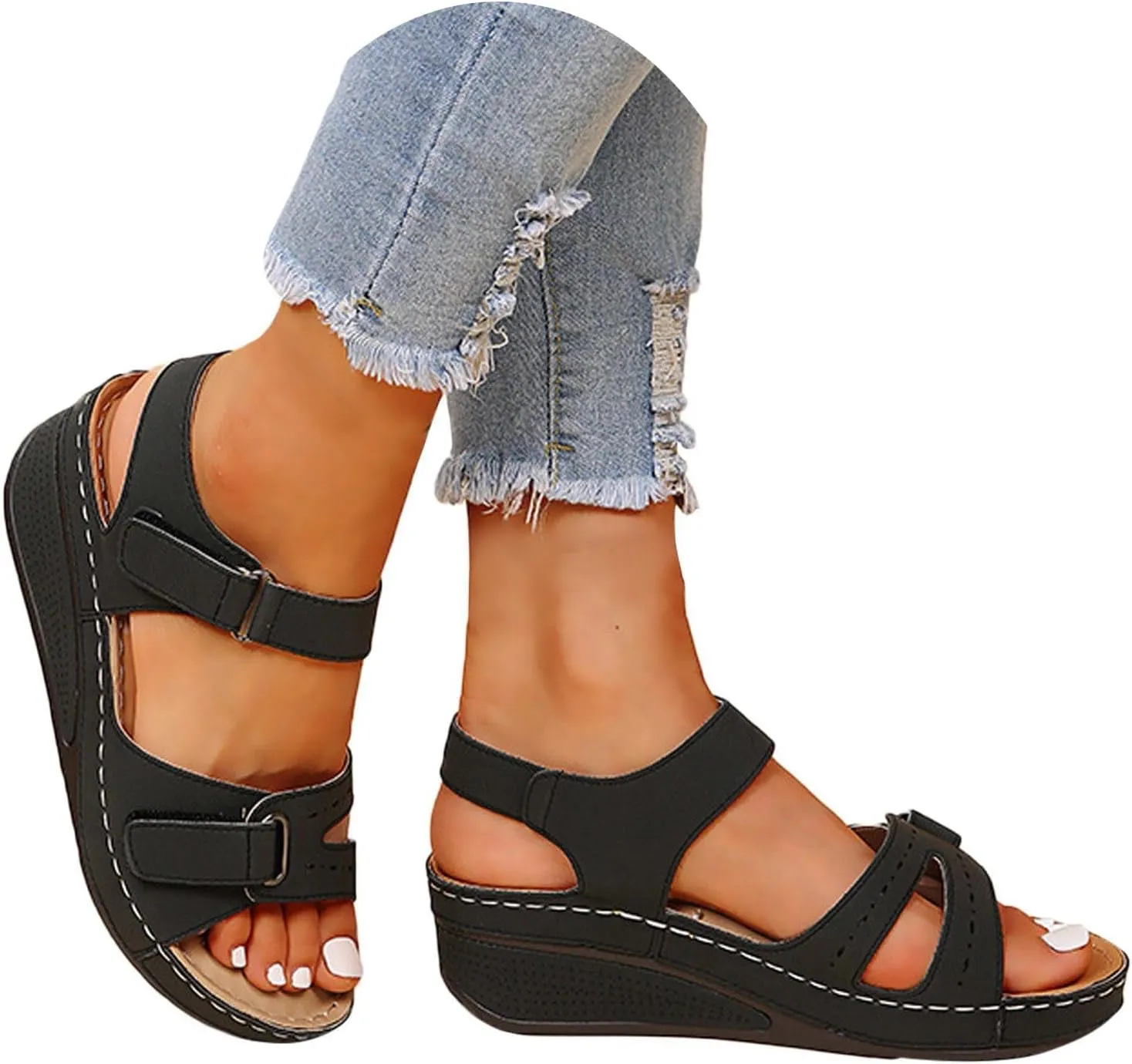Sandals for Women 2024 Summer Waterproof Hiking Womens Sandals Comfortable Walking Outdoor Athletic Sandals