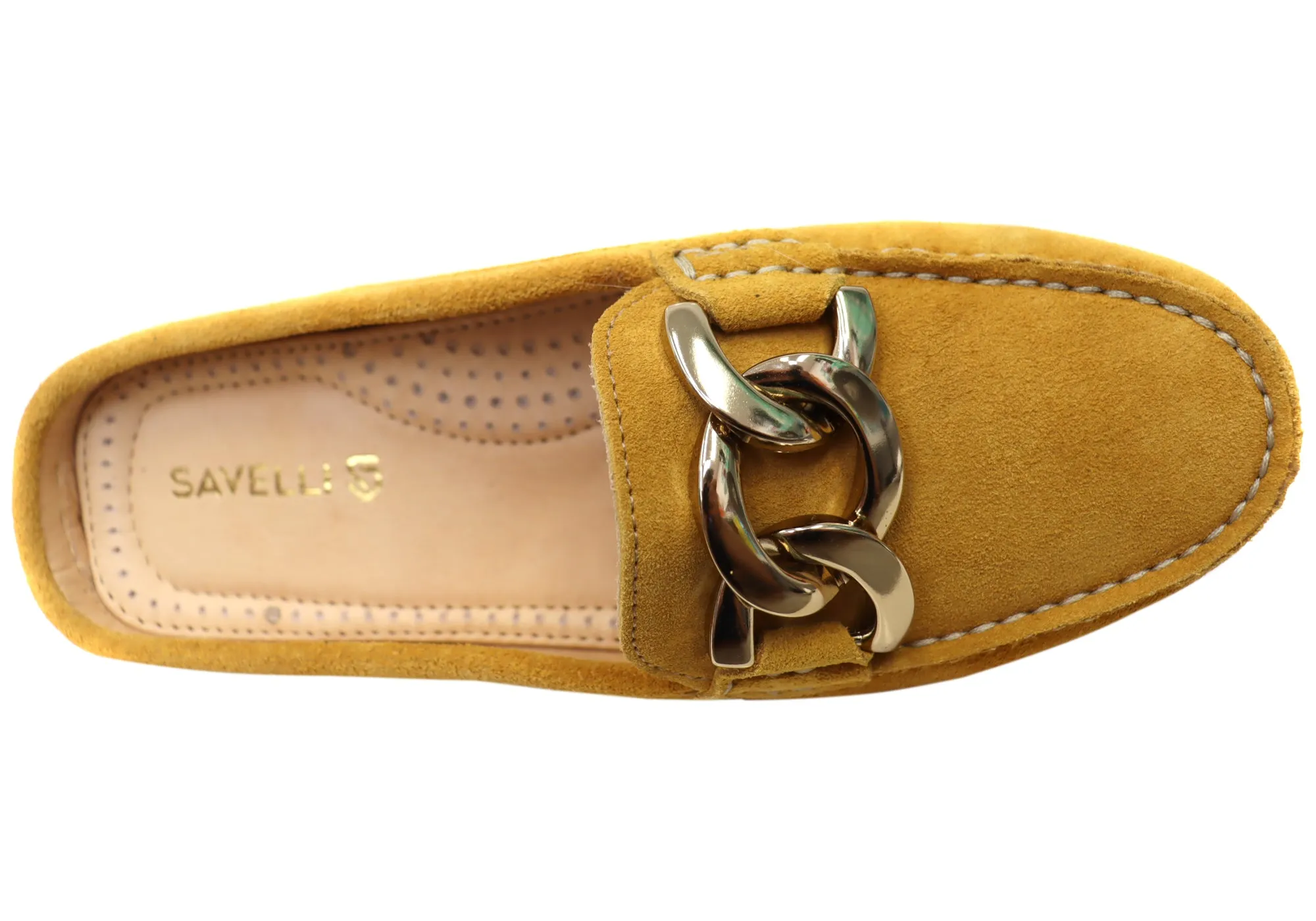 Savelli Paula Womens Brazilian Leather Closed Toe Open Back Mules