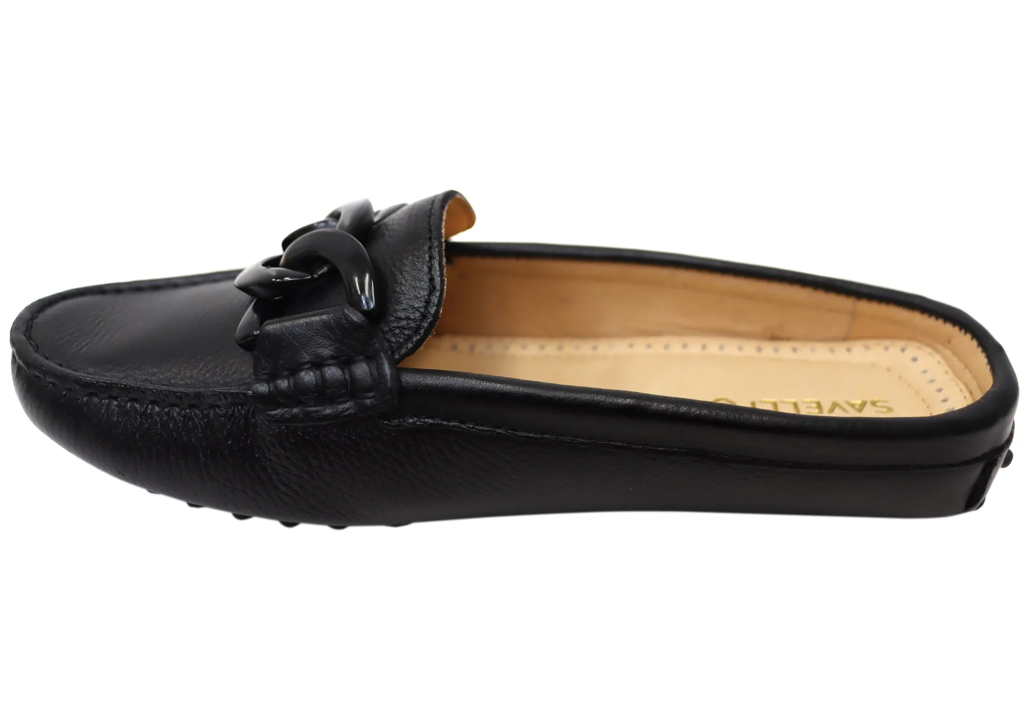 Savelli Paula Womens Brazilian Leather Closed Toe Open Back Mules