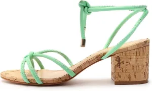 Schutz Suzy Deep Mint  Multistraps Lace Up Open Toe Block Mid Heeled Sandals