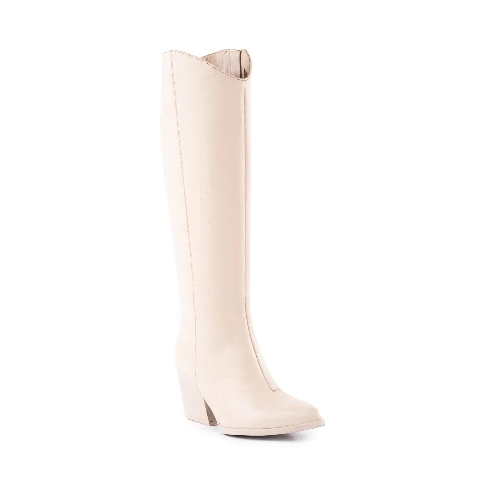 Seychelles Begging You Tall Boot in Cream Coco Leather