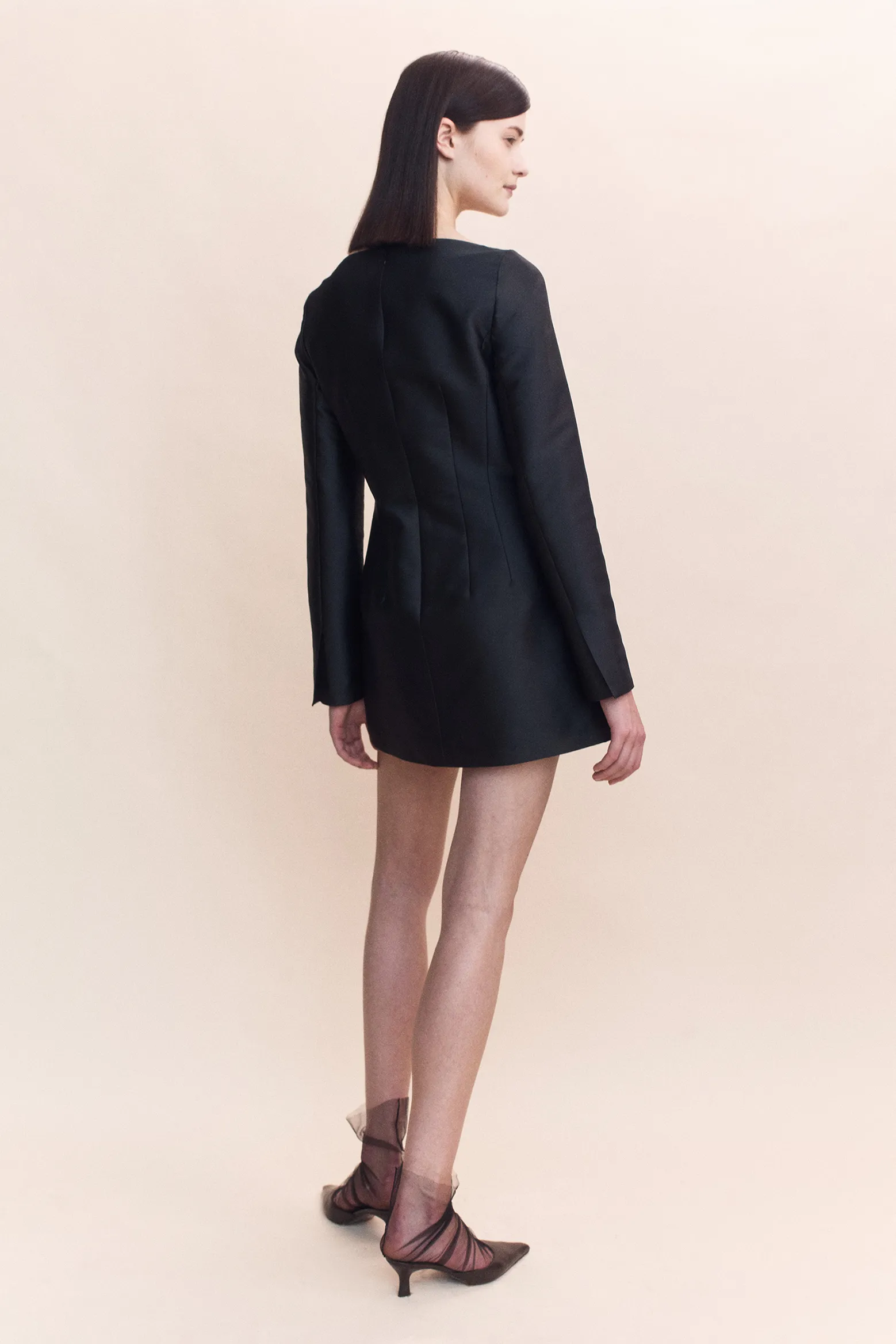 SILK WOOL WIDE NECK L/S DRESS