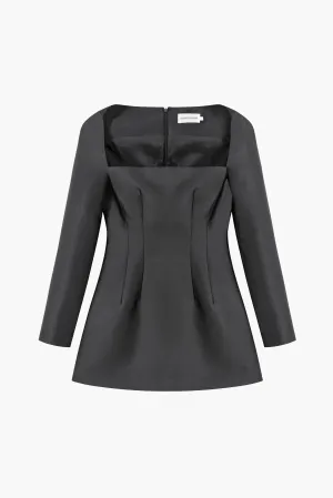 SILK WOOL WIDE NECK L/S DRESS