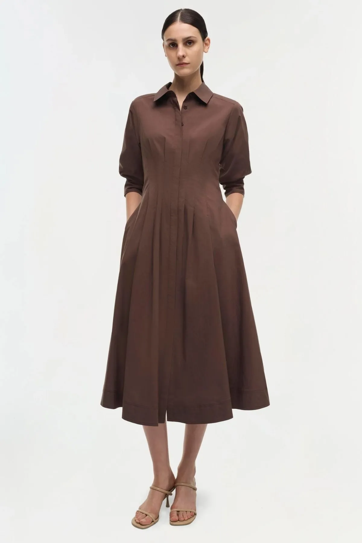 Simkhai Jazz Pintuck Midi Dress - Chocolate