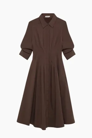 Simkhai Jazz Pintuck Midi Dress - Chocolate