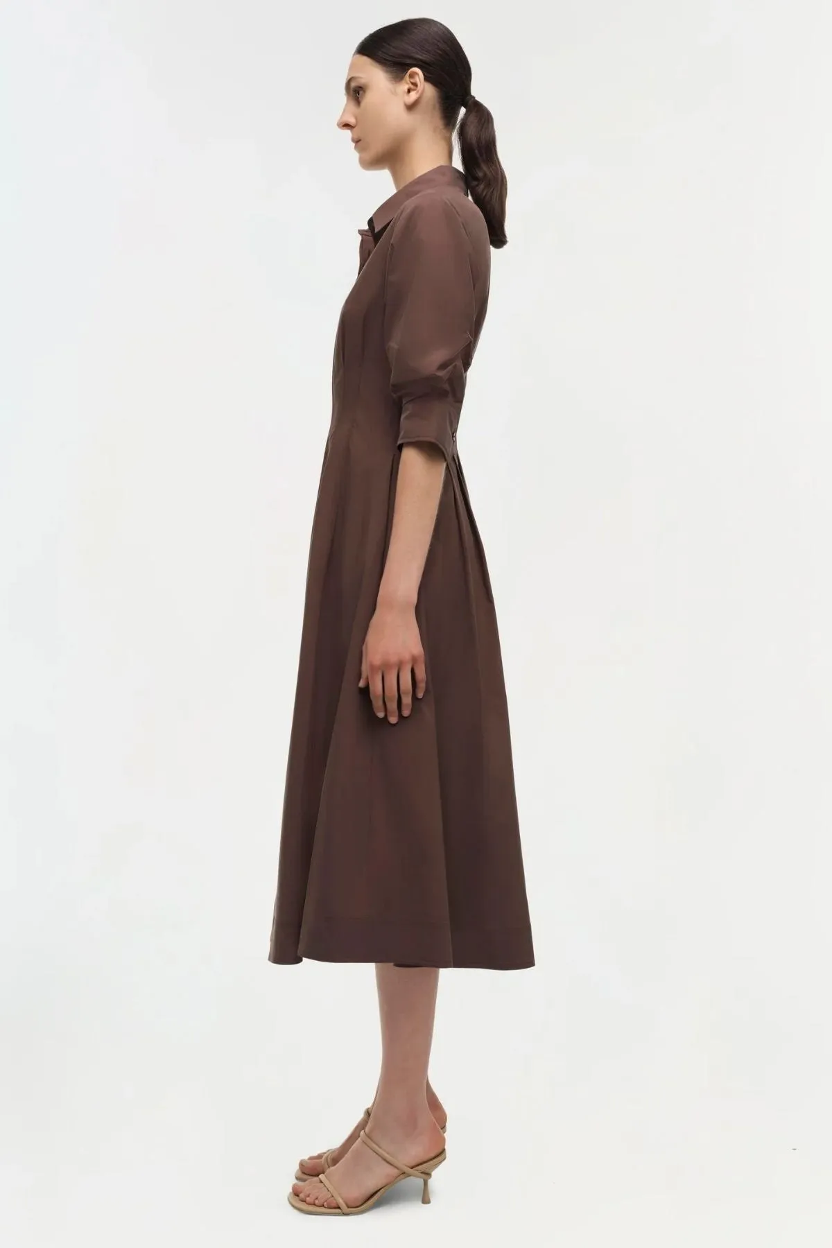 Simkhai Jazz Pintuck Midi Dress - Chocolate