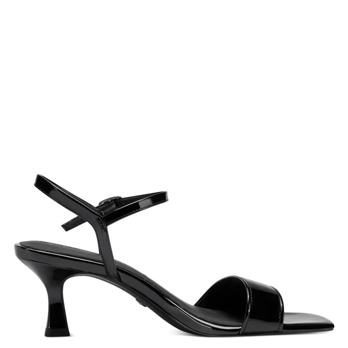 Sleek and Sassy Black Patent Low Heel Sandals