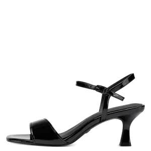 Sleek and Sassy Black Patent Low Heel Sandals