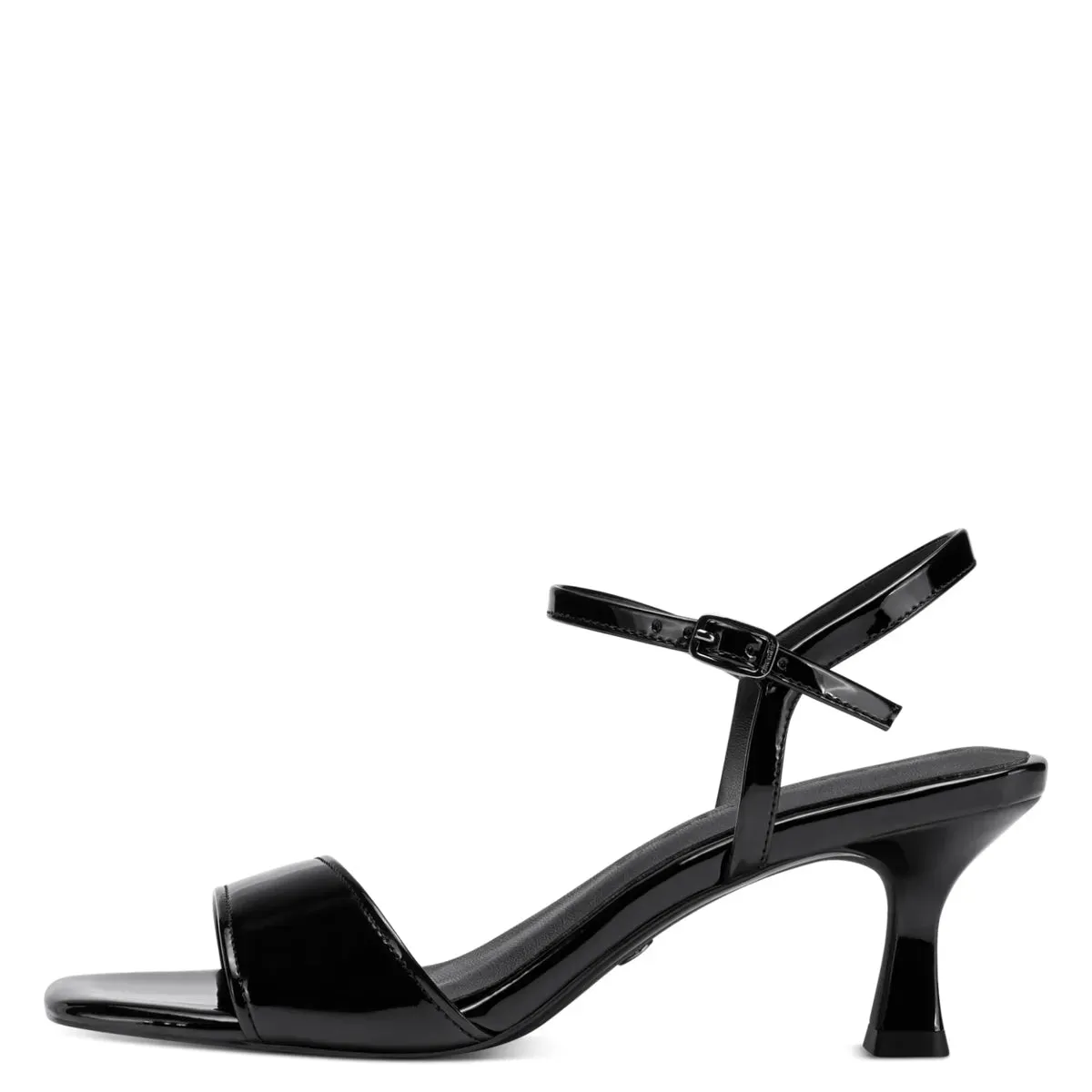 Sleek and Sassy Black Patent Low Heel Sandals