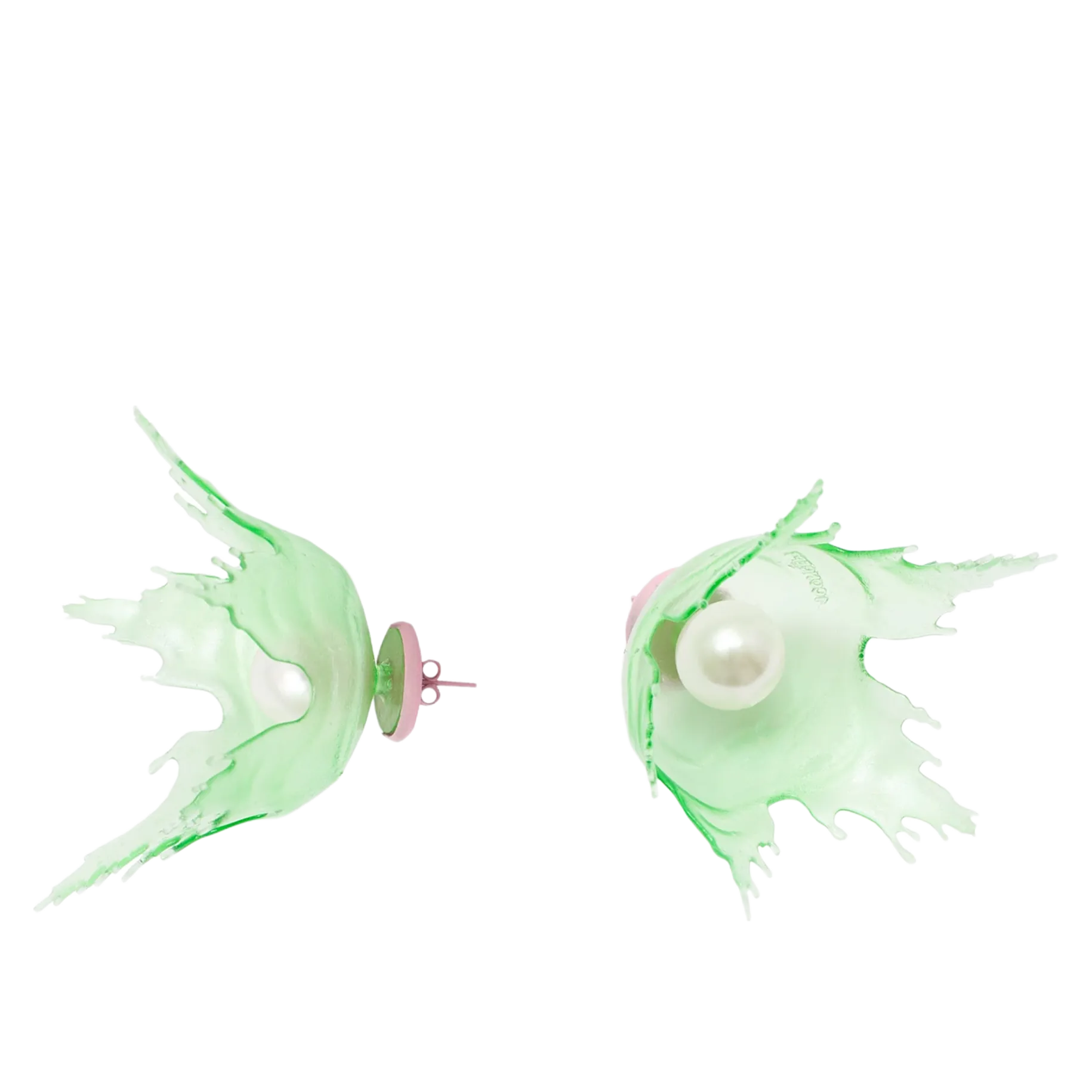 Splash Earrings — Translucent Green / Pearl