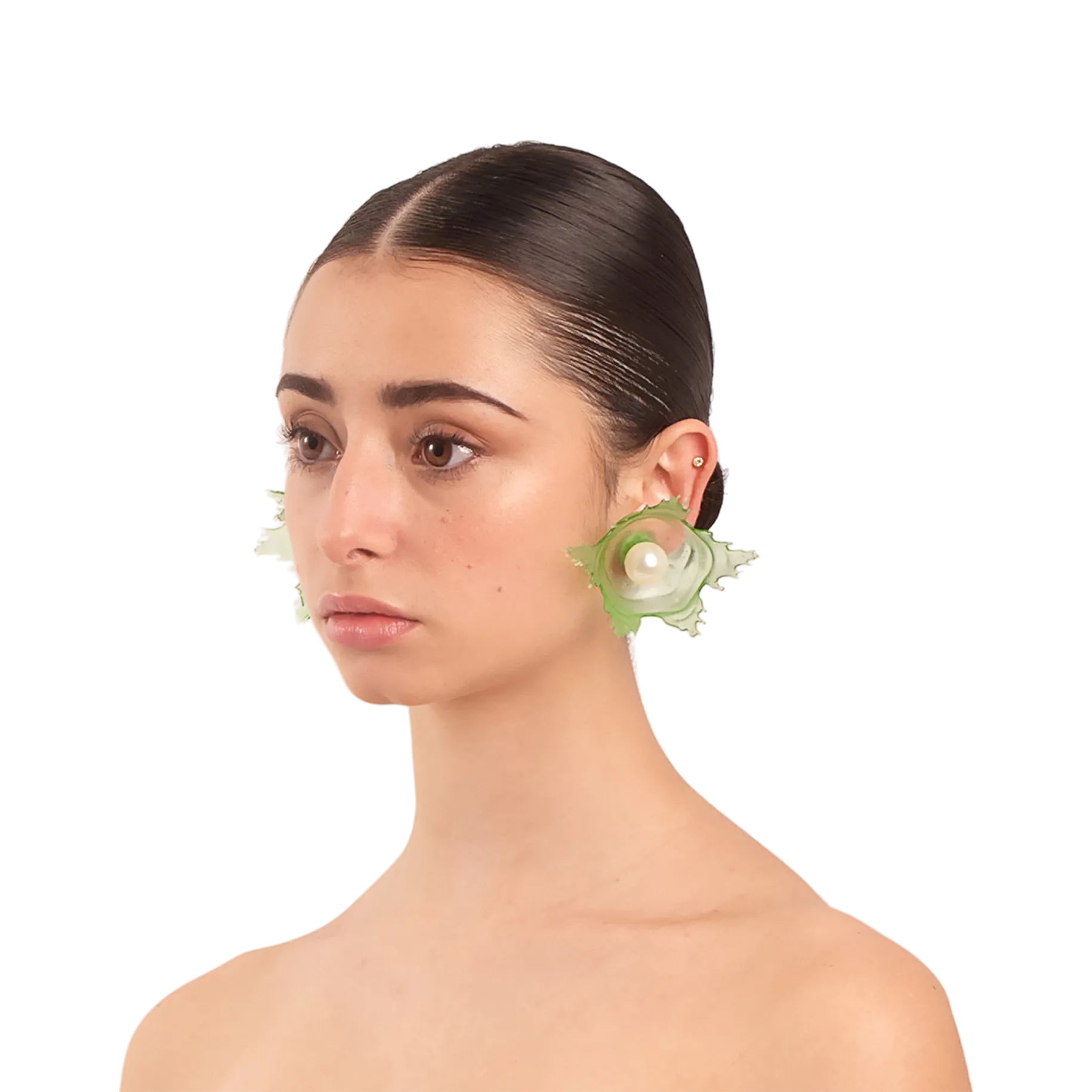 Splash Earrings — Translucent Green / Pearl
