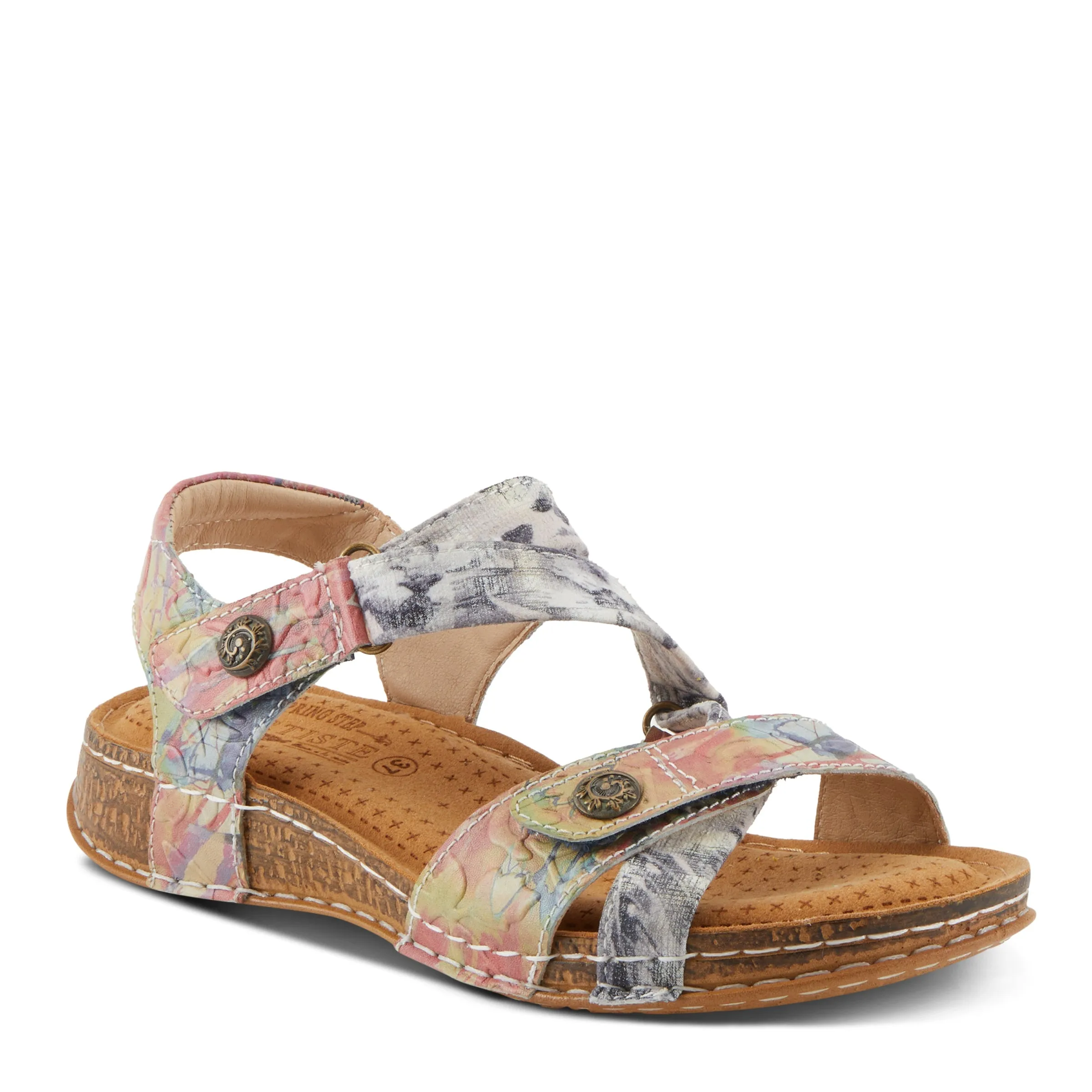 Spring Step Shoes L'Artiste Collette Women's Casual Floral Leather Sandals