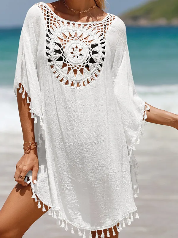 TastyHottie - Vibrant Patchwork Tassel Beach Dress Cover-Up
