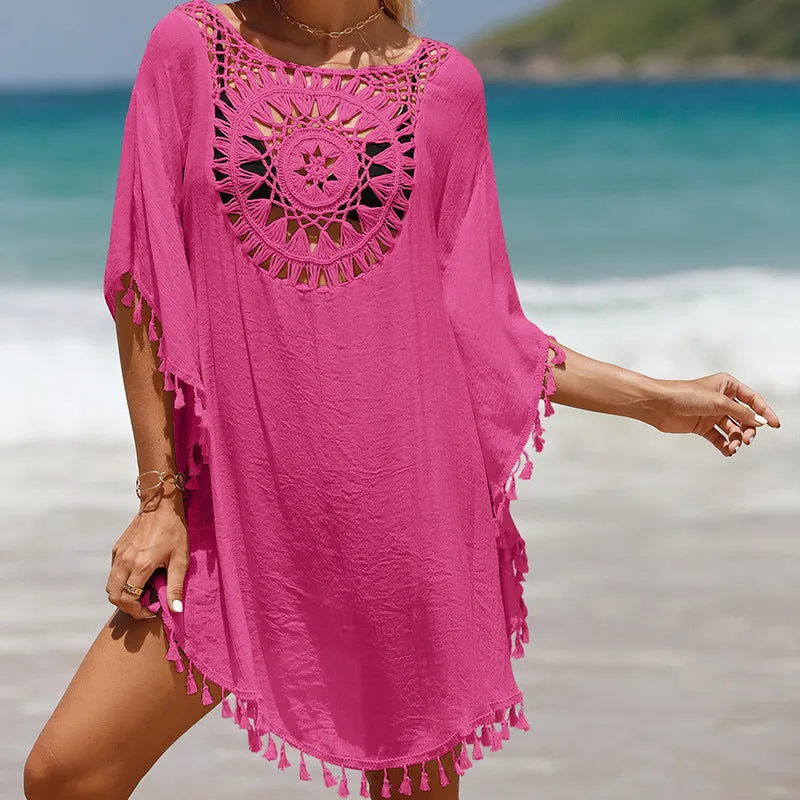 TastyHottie - Vibrant Patchwork Tassel Beach Dress Cover-Up