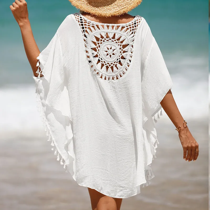TastyHottie - Vibrant Patchwork Tassel Beach Dress Cover-Up