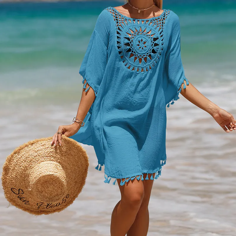 TastyHottie - Vibrant Patchwork Tassel Beach Dress Cover-Up