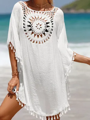 TastyHottie - Vibrant Patchwork Tassel Beach Dress Cover-Up