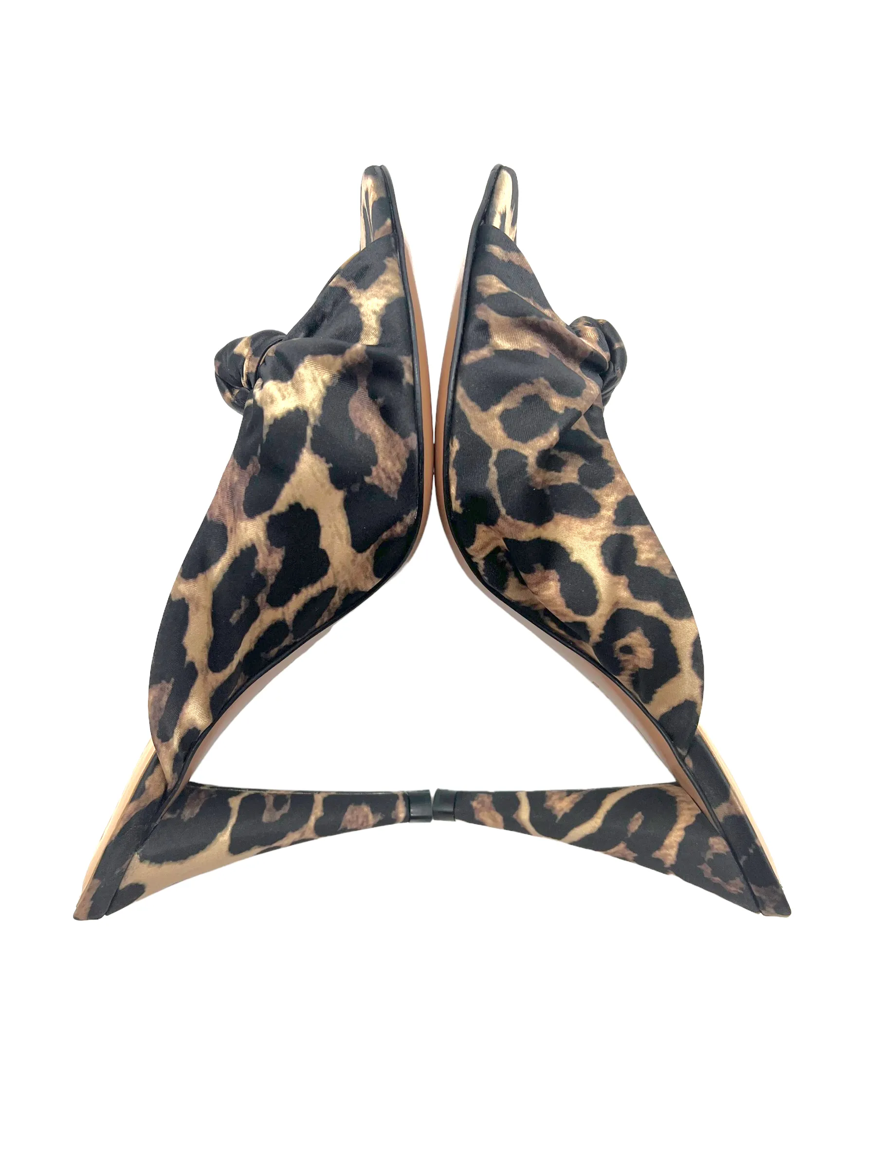 Veronica Beard Brown Satin Leopard Print Size 8 Mules