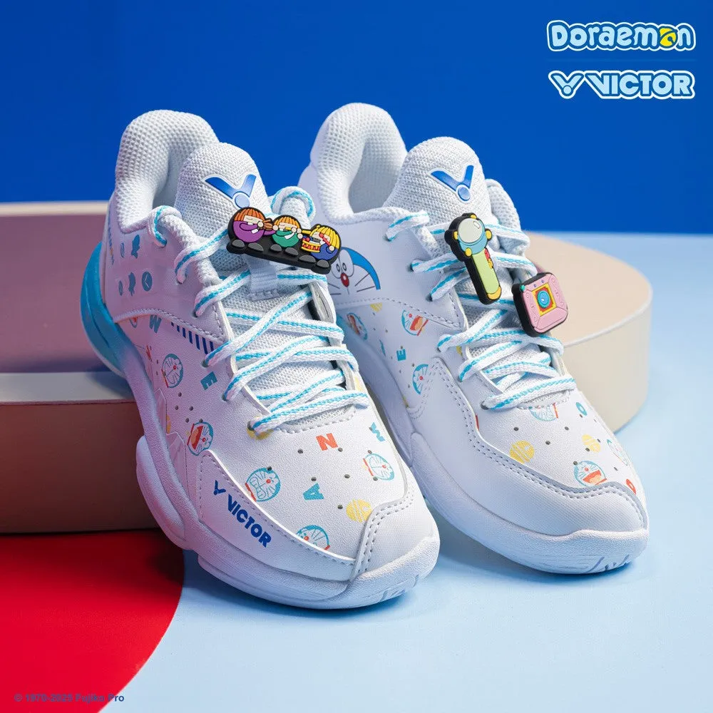 [VICTOR X DORAEMON] P-DRMJR A Bright White Junior Court Shoes