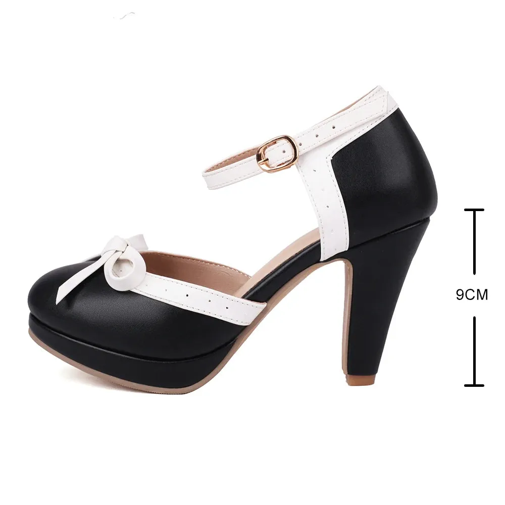 Vintage Chunky Heel Bow Pumps | Women