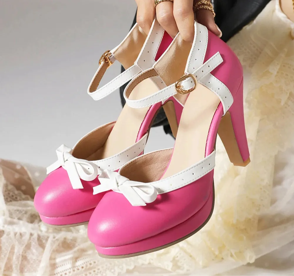 Vintage Chunky Heel Bow Pumps | Women