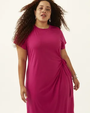 Waverly Cool Girl Side Tie Midi Dress | Deep Fuchsia