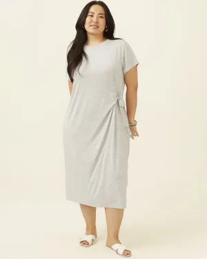 Waverly Cool Girl Side Tie Midi Dress | Light Grey