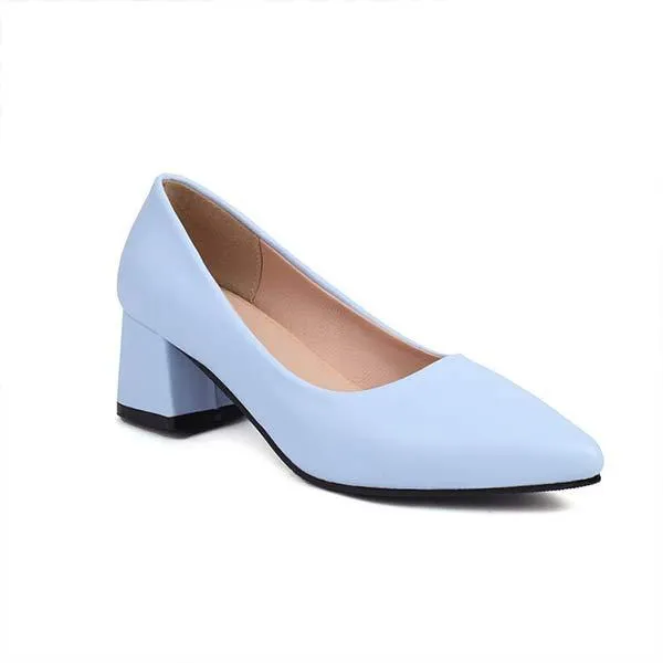 Women's Pointed-Toe Block Heel Pumps with Shallow Mouth 60065311C