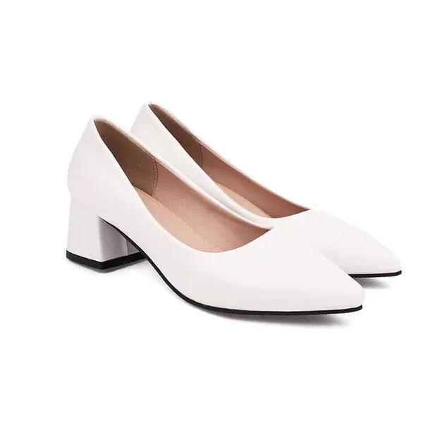 Women's Pointed-Toe Block Heel Pumps with Shallow Mouth 60065311C