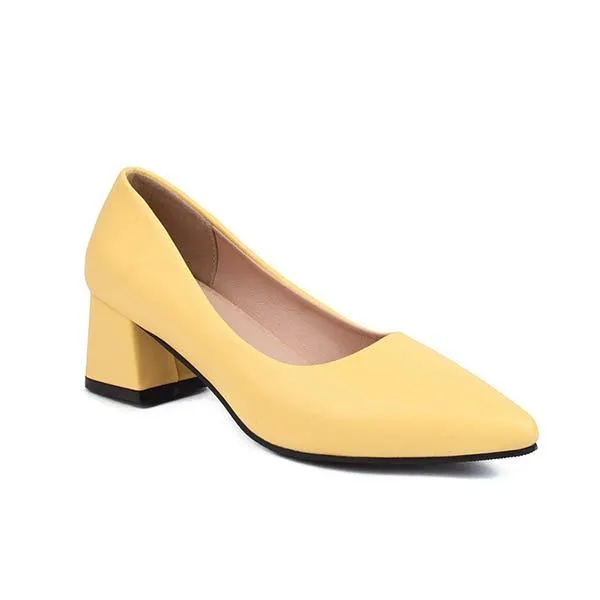 Women's Pointed-Toe Block Heel Pumps with Shallow Mouth 60065311C